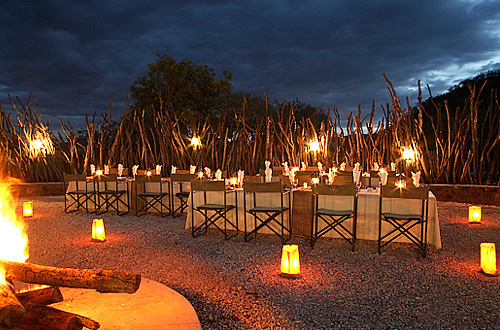 View of the African Boma dining experience at Ivory Tree Game Lodge, Pilanesberg Game Reserve, South Africa African Boma Dining Ivory Tree Game Lodge Accommodation Bookings Pilanesberg Game Park Black Rhino Private Game Reserve Luxury Accommodation